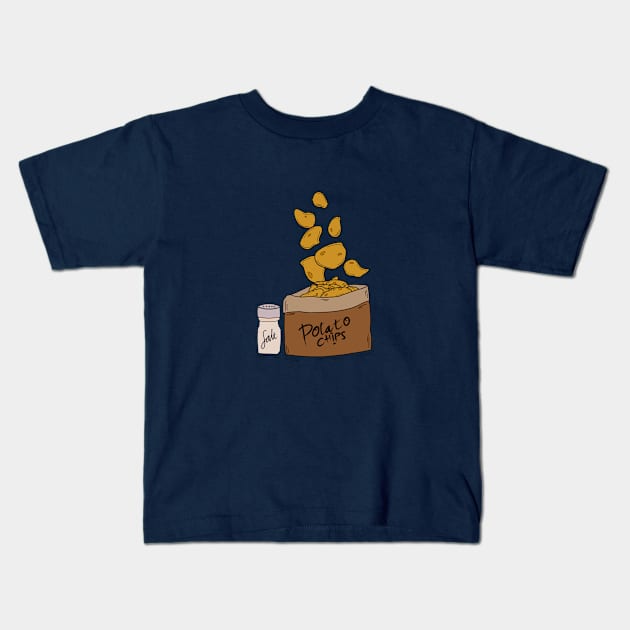 potatoo chips with salt hand drawing Kids T-Shirt by me and dinosaur